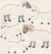 Vintage Fuzzy Sheep Family
